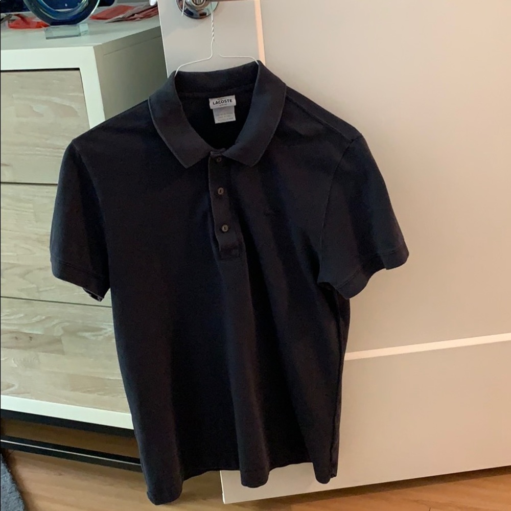 Lacoste Black Short Sleeve Shirt. Men’s Slim Fit